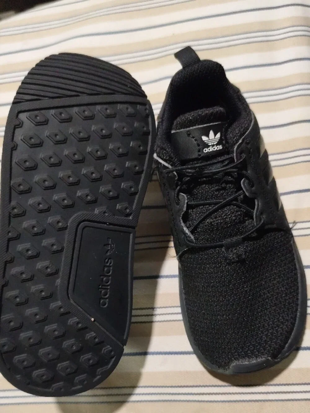 adidas Black Knit Running Shoes with Trefoil